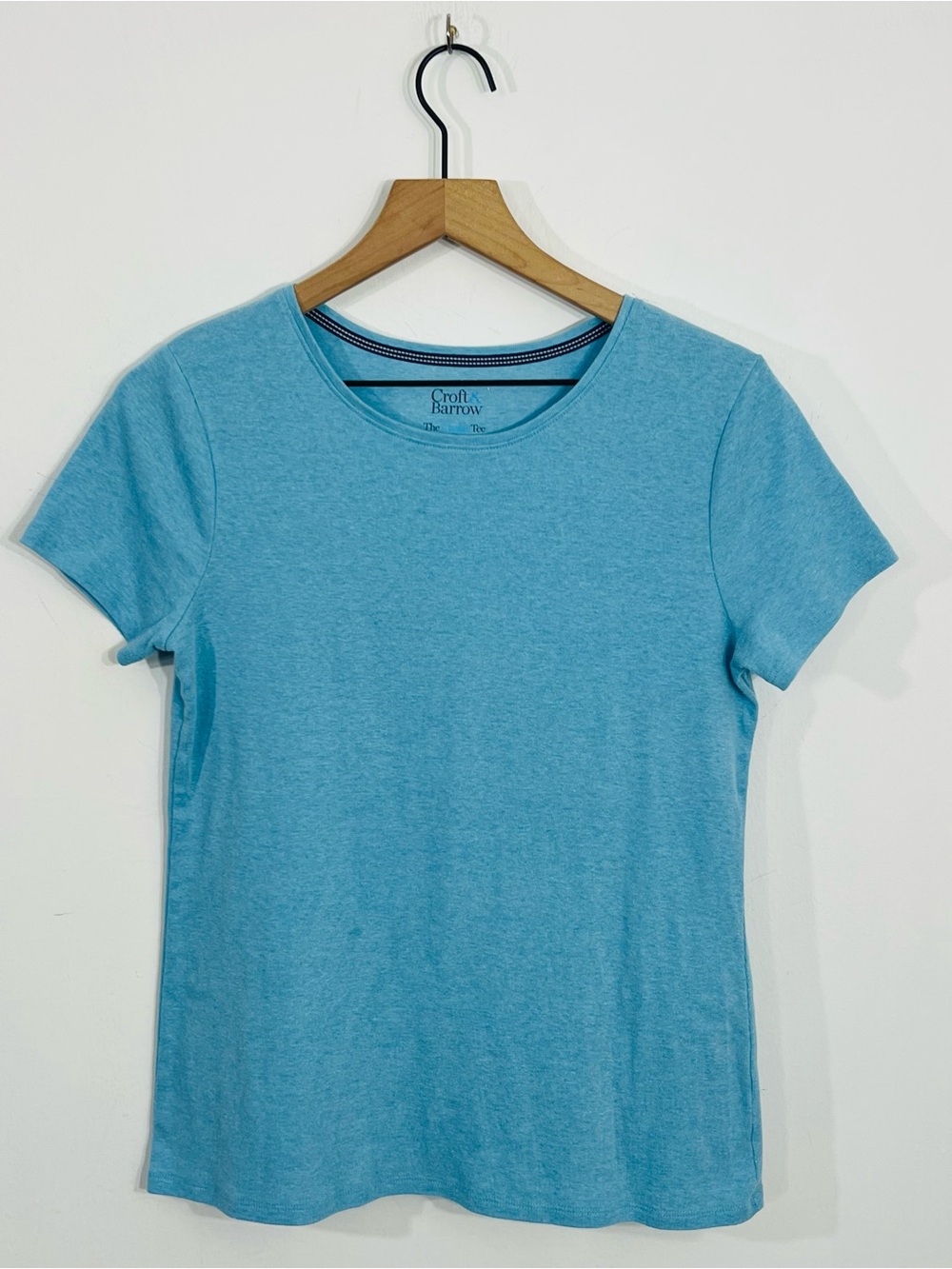 Croft & Barrow Classic Tee Women's Blue Solid Scoop Neck Short Sleeve Size S